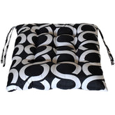 Kuber Industries Geometric Seamless Pattern Microfiber Square Chair Pad Seat Cushion for Rocking Chair, Office Chair, Dinning Chair, Indoor/Outdoor with Ties, 18 * 18 Inch (Black)